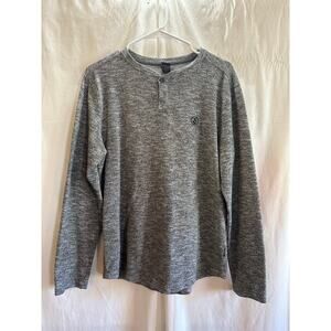 Volcom Men’s Gray Henley Pullover – Size M | Soft Knit Long Sleeve